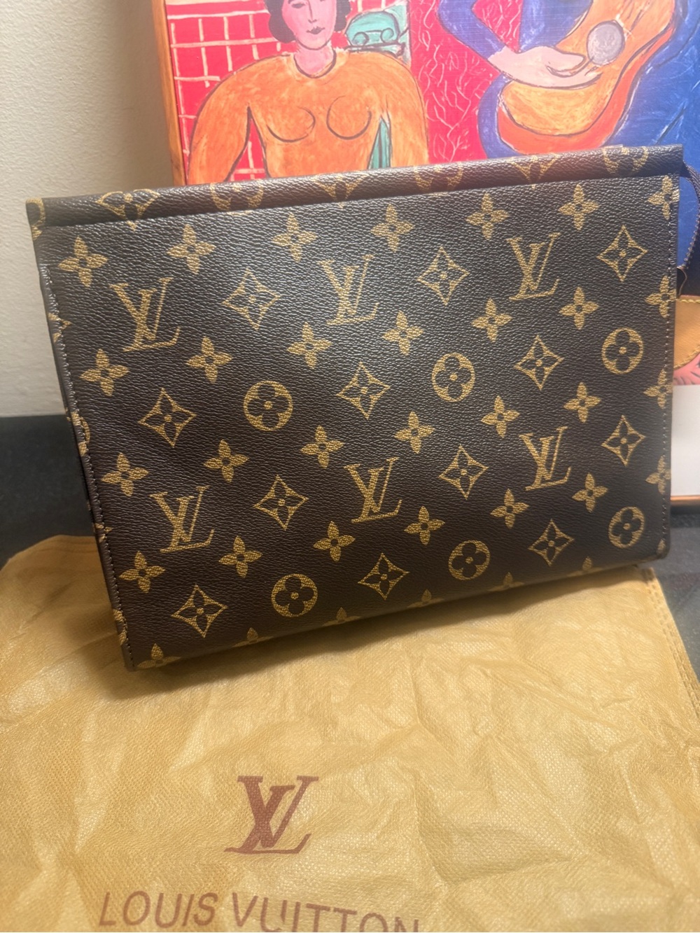 Source Unknown Brown Monogram Toiletry Pouch / clutch / organizer